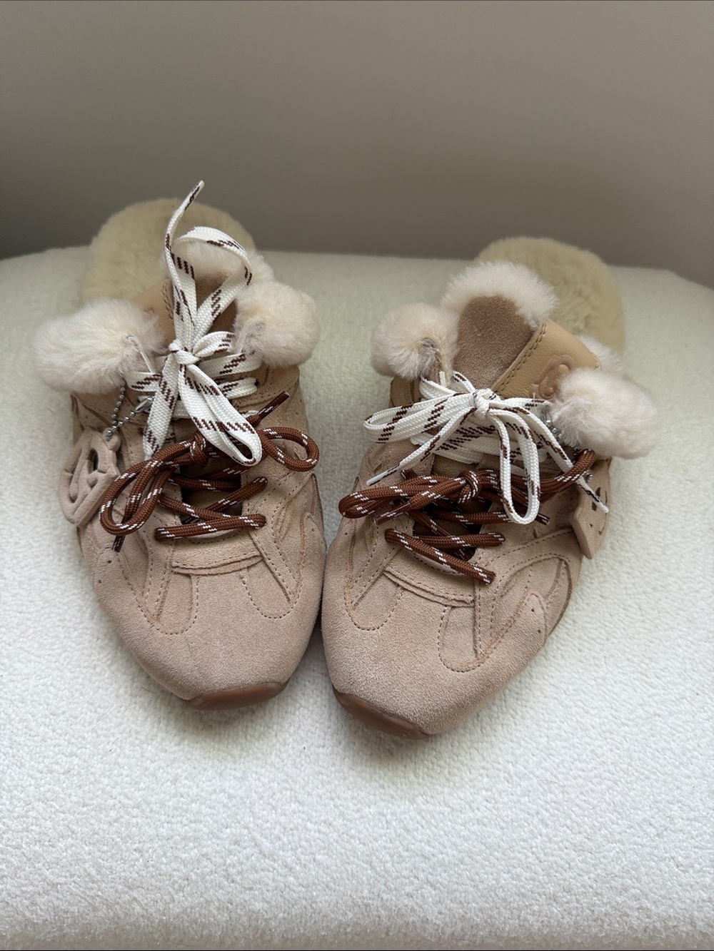 Steve Madden Plush-Lined Beige Suede Slip-On Sneaker Mule